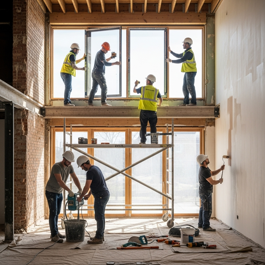 Our team working on a renovation project